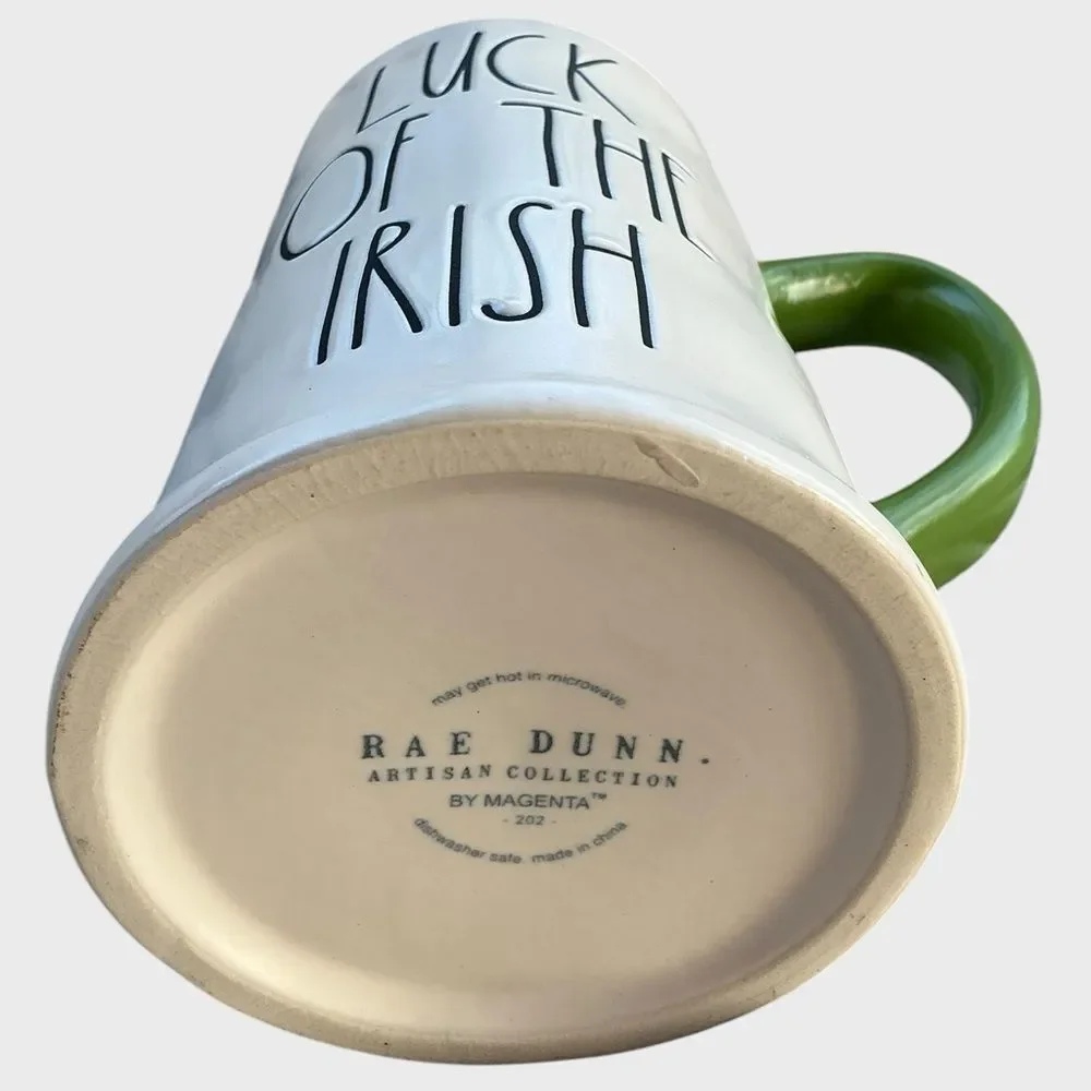 Rae Dunn LUCK OF THE IRISH Green Coffee Mug Large St. Patrick’s Day